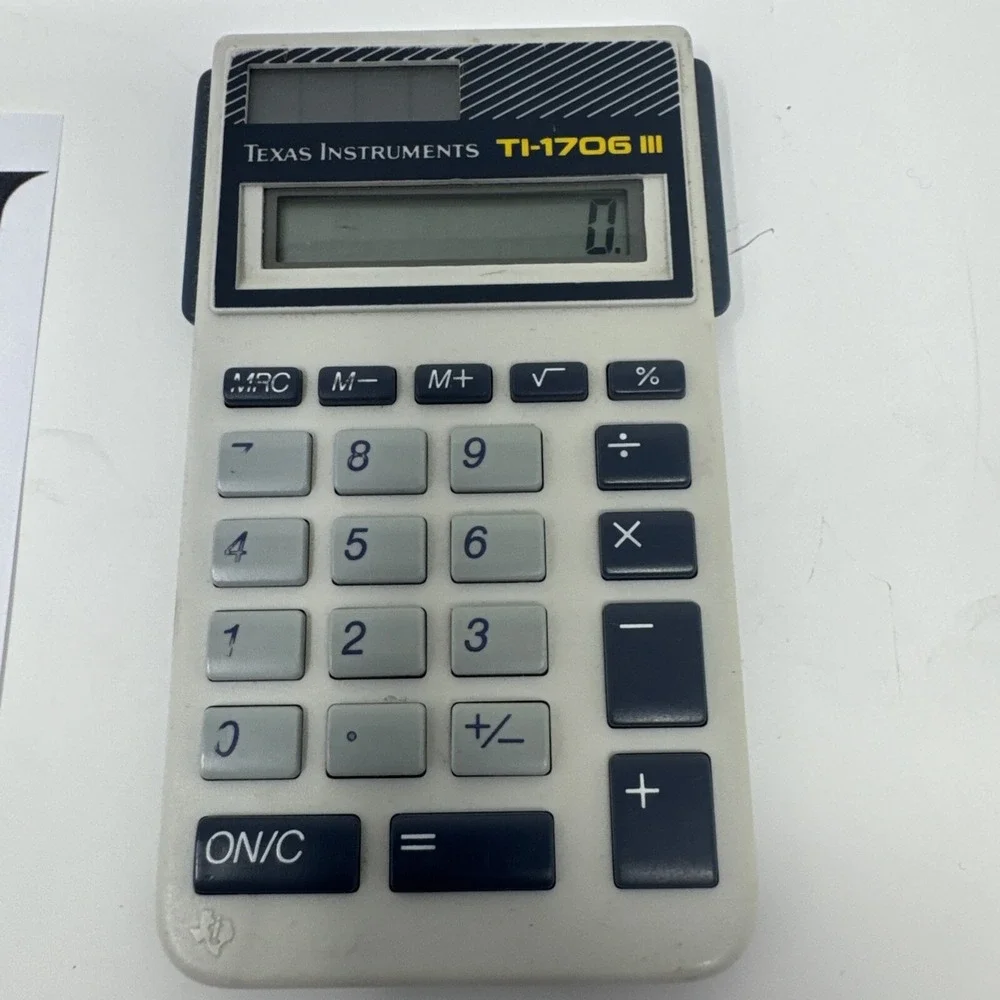 Texas Instruments Solar Calculator TI-1706 III Vintage - works but no cover
